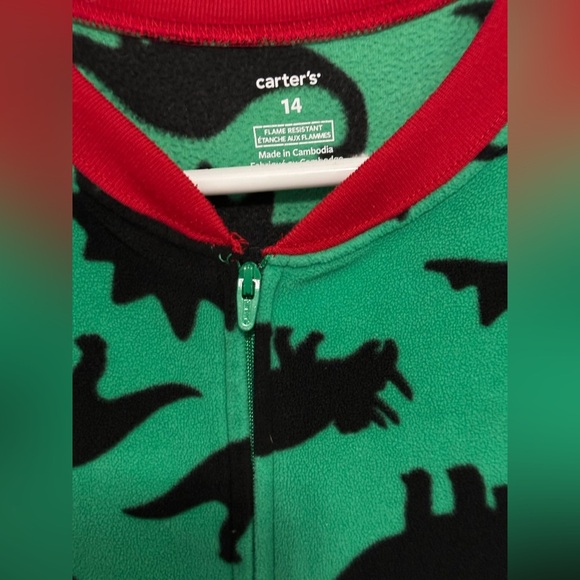 Carter's: Youth Fleece Footed Onesie- Size 14 with Dinosaur Design - Picture 3 of 7
